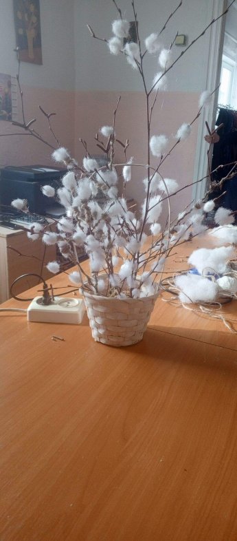 Корзинка с веточками вербы